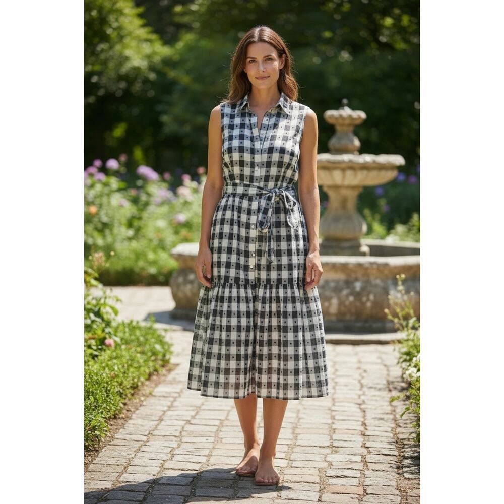 Nanette Lepore Women’s Dress 8 Black White Gingham Check Plaid NWT $148 EUC